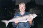 Roy Killick's 4.8 kg gilled and gutted tailor, length 91cm, girth 45cm, captured on a home made popper caught at Kalbarri, February 2004.